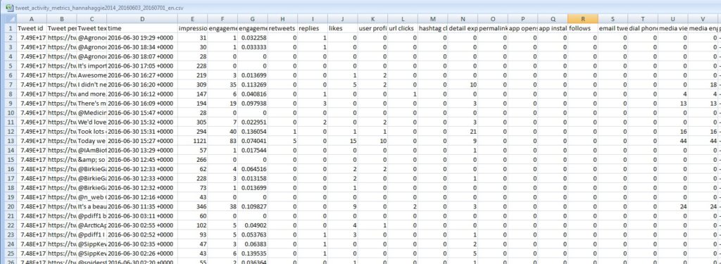 twitter analytics in excel